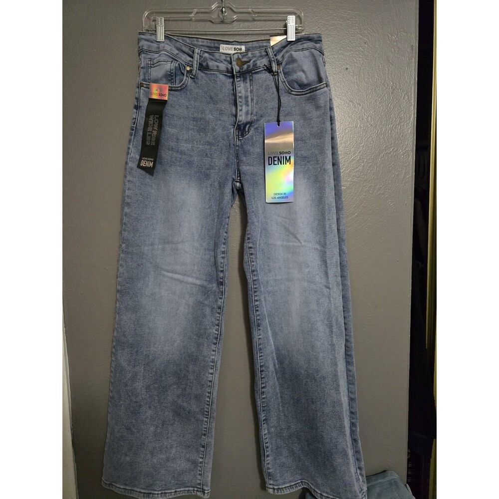 Love Soho Jeans Womens Junior 17  Wide  Denim Acid Wash